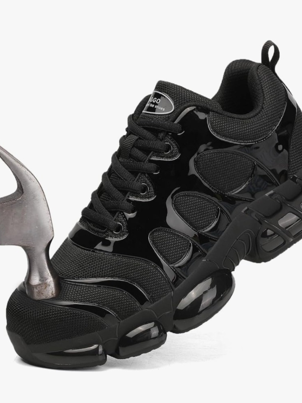 Exetrol Men's Black Athletic Sneakers w/Steel Toe Size 7.5